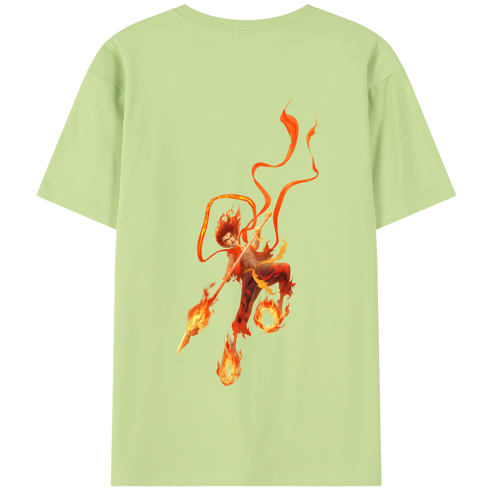 （画像用） Ne Zha 2 ナタ 魔童の大暴れ 綿100％半袖Tシャツ（背面プリント）